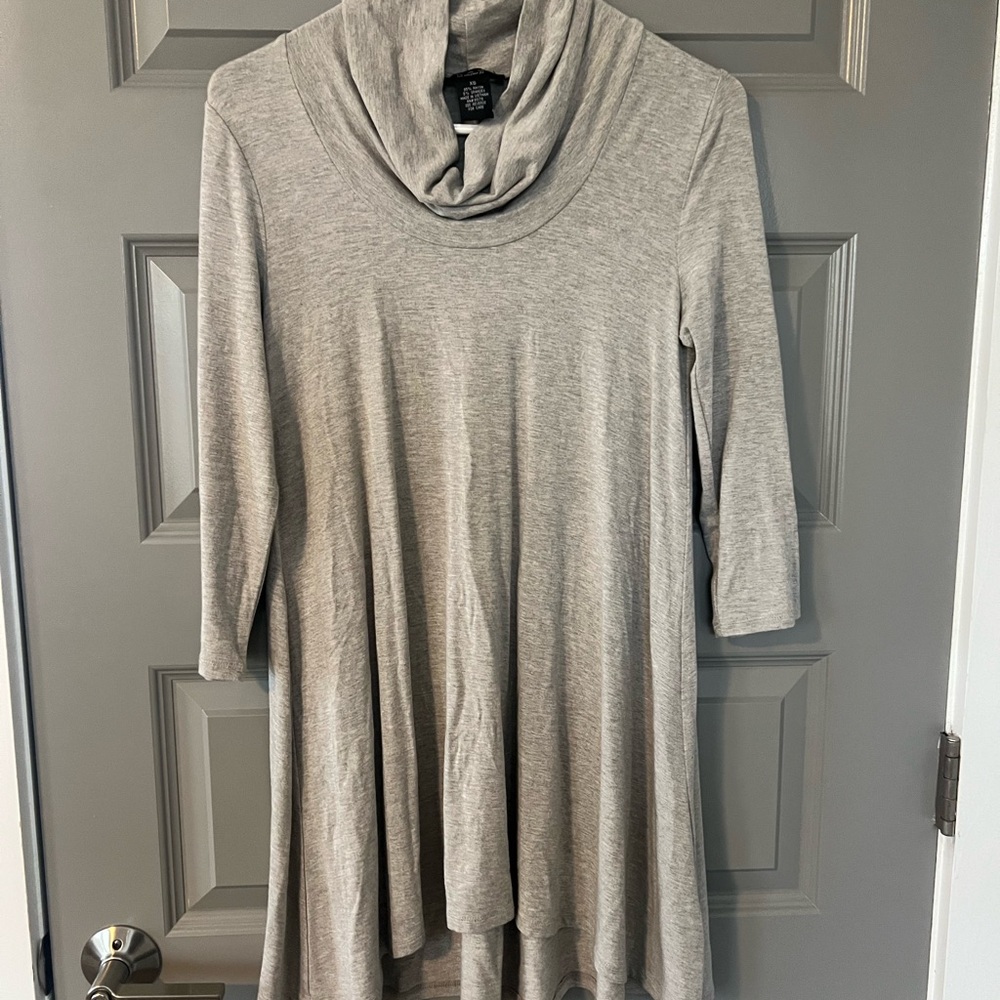 Grace The Perfect Fit Casual Shirt Dress Size XS Gray Scoop Neck Comfy Stretch